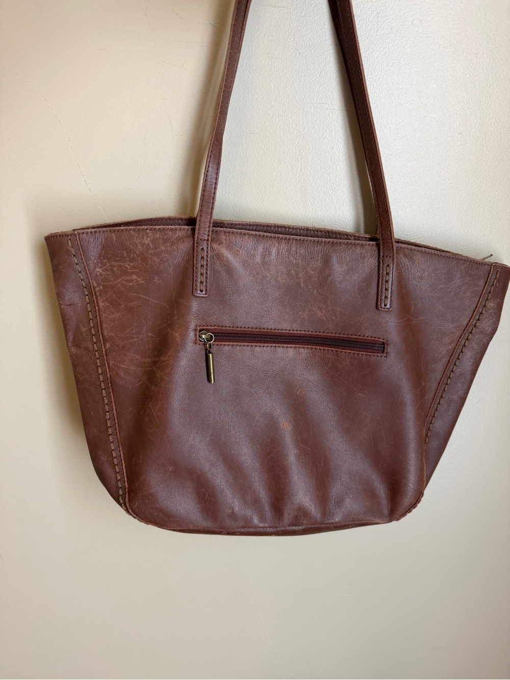 The Sak Faye Gen Tote Large Leather Brown Shoulder Bag Classic Boho Distressed - Picture 5 of 9